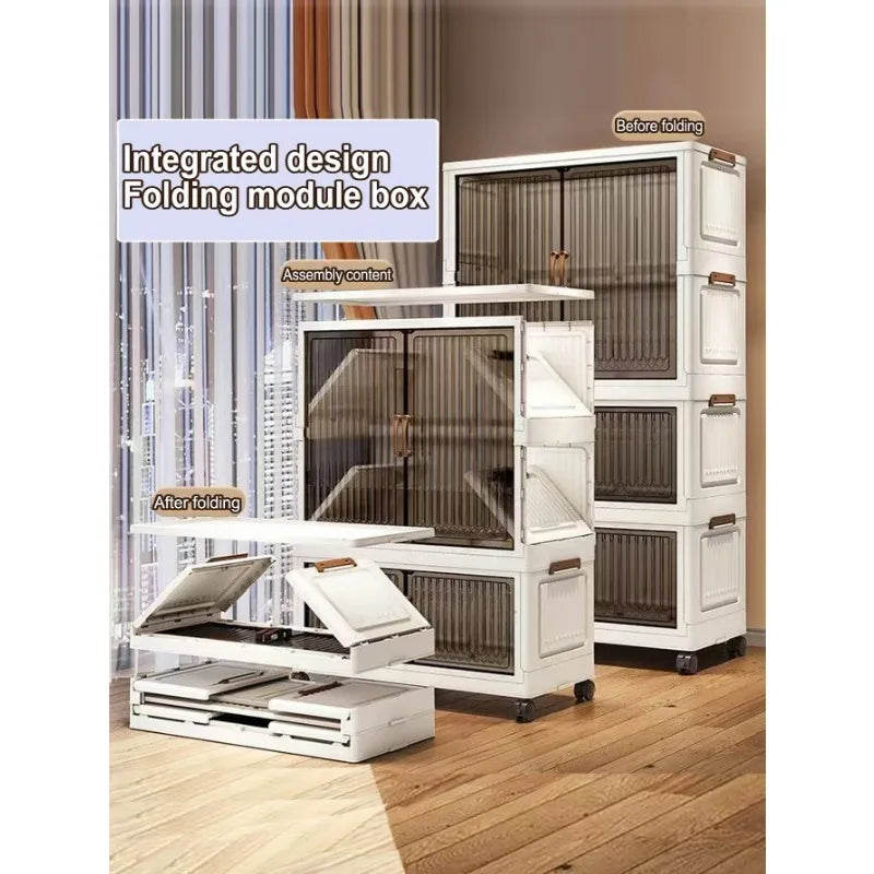 70-80cm Multifunction Folding Storage Cabinet | Dustproof Foldable Wardrobe & Closet Organiser | Heavy-Duty Household Sundries Locker Storage Box