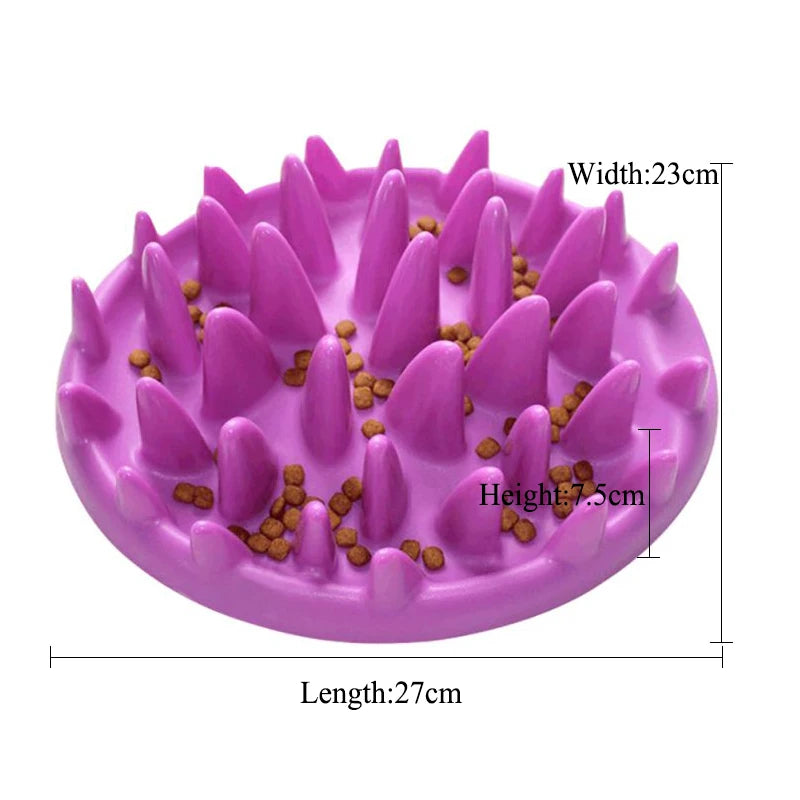 Non-Slip Slow Feeder Bowl – Interactive Anti-Gulping Silicone Feeding Dish for Dogs, Cats & Kittens