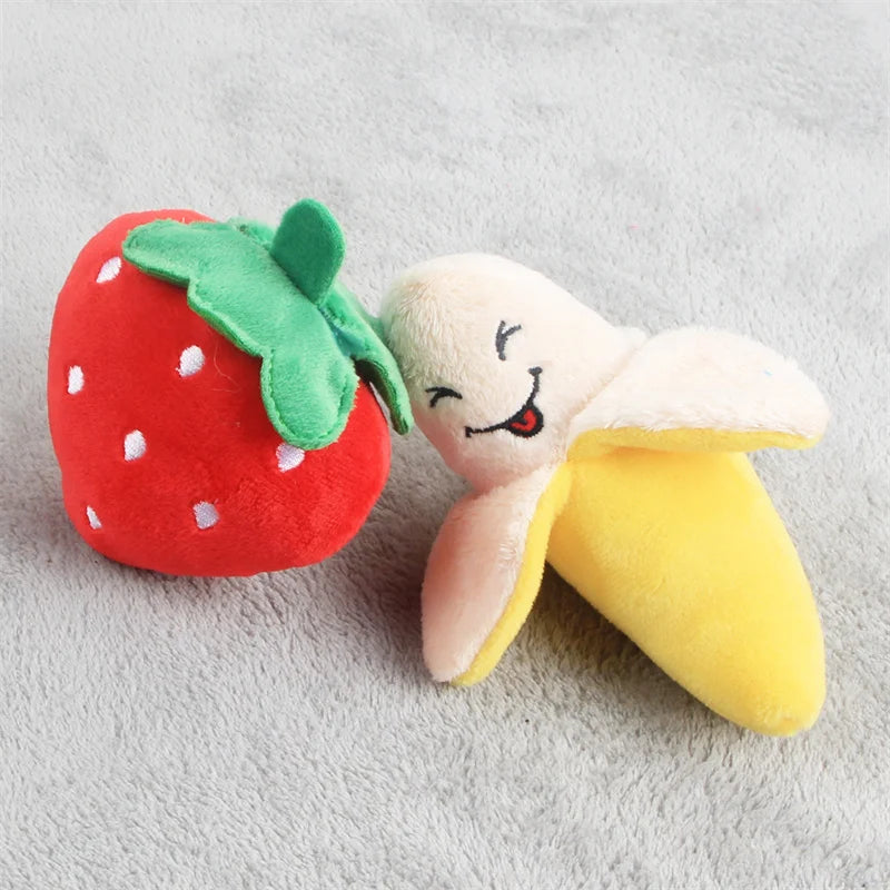 Plush Fruit-Shaped Dog Toy – Squeaky Chew Toy for Small & Medium Dogs, Teeth-Cleaning Pet Toy for Puppies and Cats