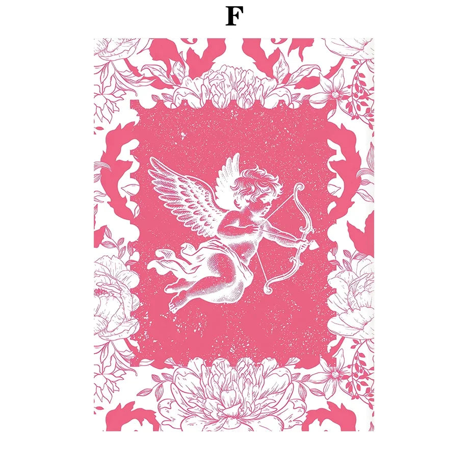 Poster Full Of Love Declaration Of Love Couple Red Heart Cupid Fashion Wall Art Canvas Painting Nordic Poster Nuptial home De