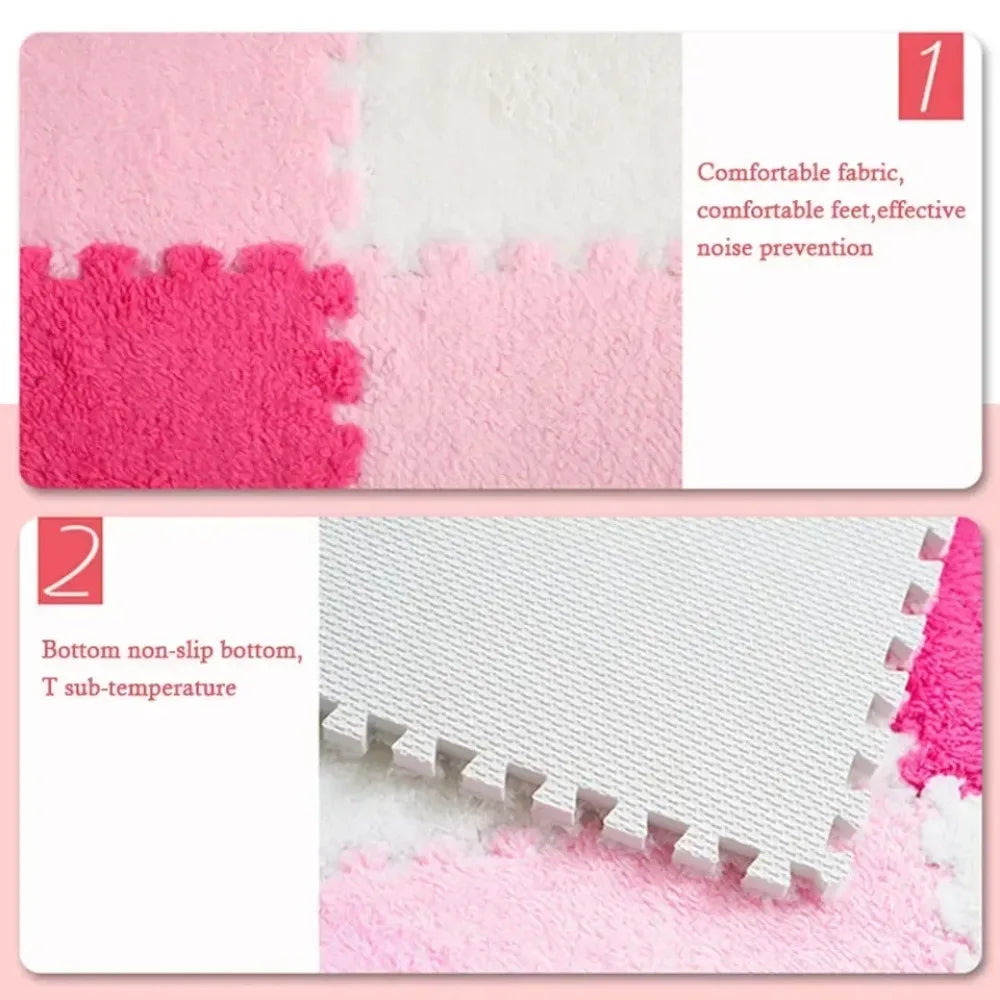 10Pcs Soft Plush Baby Play Mat EVA Foam Puzzle Carpet 30x30cm Children’s Mat Keep Warm for Kids Room Baby Toys Floor Playmat
