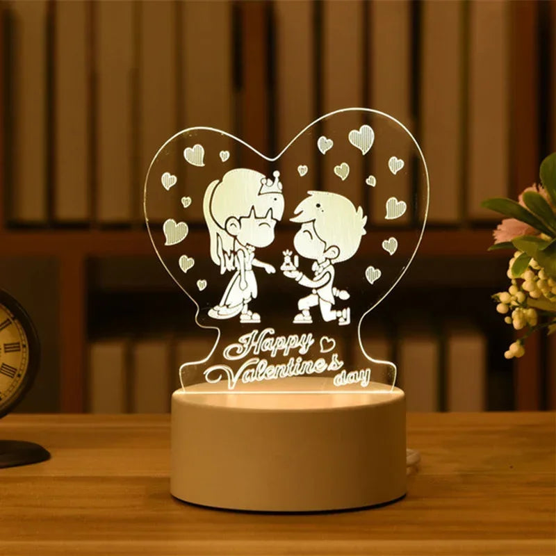 USB Operated 3D Acrylic LED Night Light Festival Birthday Kids Gifts Bedroom Bedside Decor Night Lamp Home Novelty Lighting