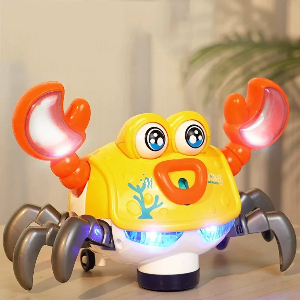 Crawling Crab Toy with Lights and Music – Interactive Electronic Pet with Obstacle Avoidance for Babies