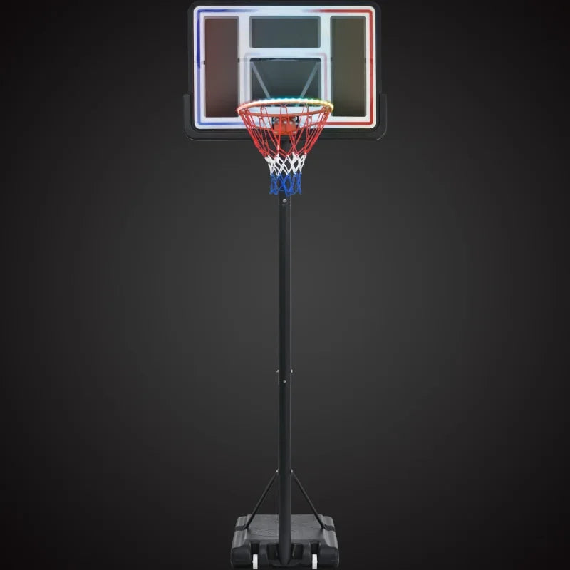 Upgrade Portable Basketball Rack Height Adjustable Contains LED Basketball Rack Lights Super Bright For Outdoor Play At Night[U