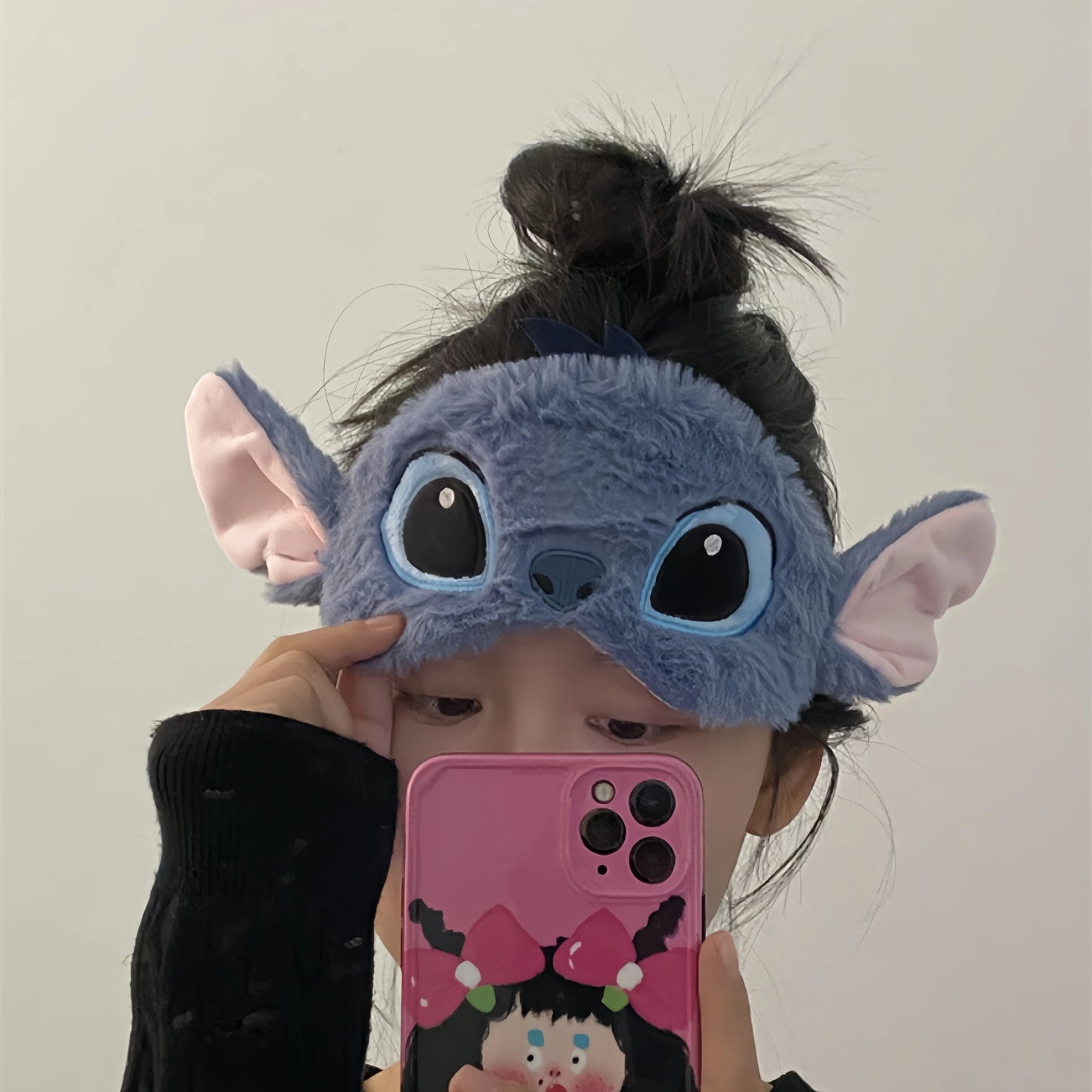 Comfortable Stitch Hooded U-shaped Pillow Cartoon Anime Travel Blackout Nap Neck Pillow With Hat Portable Eye Mask Sleeping