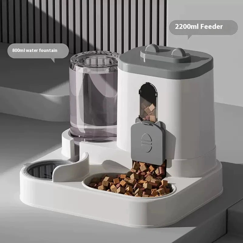 Automatic Dog Cat Feeder and Water Dispenser Gravity Food Feeder and Waterer Set with Pet Food Bowl