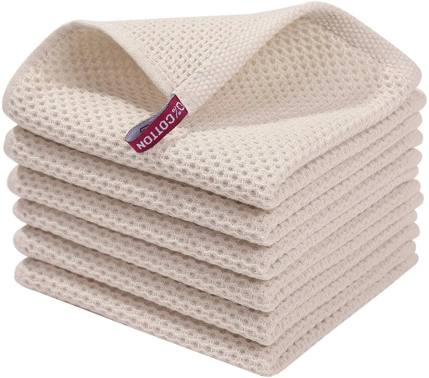 6 Pack 100% Cotton Waffle Weave Kitchen Dish Cloths