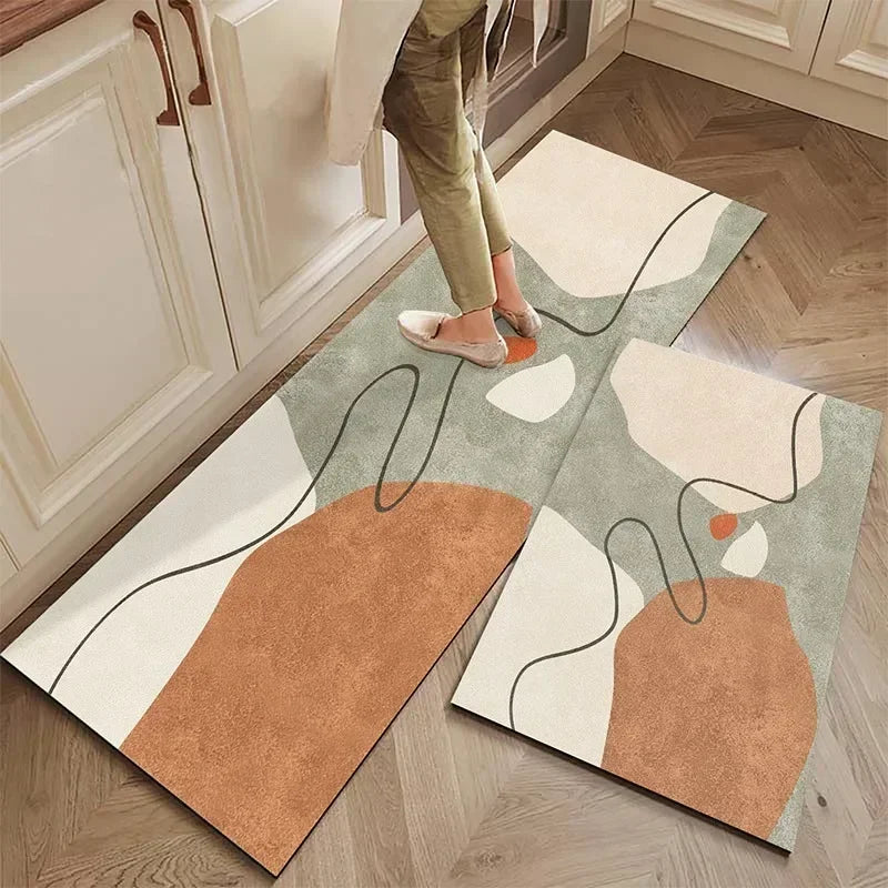 Carpet for Kitchen Floor Mat Pvc Waterproof Oil-proof Leather Rug Anti-slip Foot Mats Home Decoration
