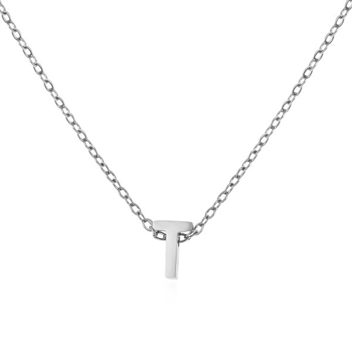 Silver Color Tiny A-Z Initial Letter Necklace for Women Stainless Steel 26 Alphabet Name Pendant Necklaces Jewelry Birthday Gift