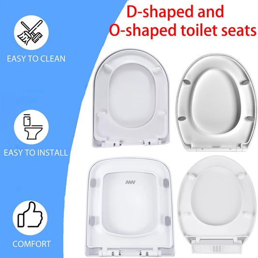 BRIEFNESS D-Shape Soft Close Toilet Seat, Antimicrobial Easy Clean PVC Material, Quick Release Hinges for Easy Cleaning, Univers