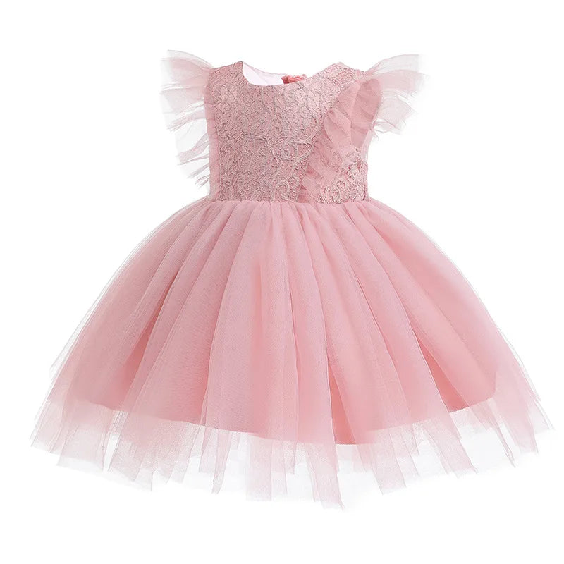 Hetiso Baby Girls Dress Long Sleeve Kids First Birthday Ball Gown Infant Dresses for Baptism Bridesmaid party 3-24 month