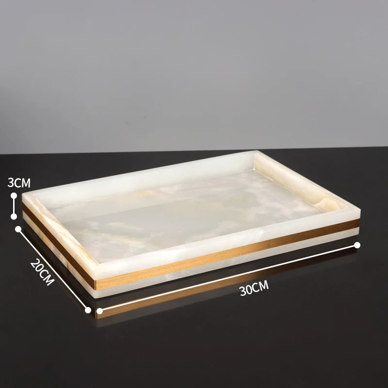 White Onyx Natural Marble Bathroom Accessories Gold Luxury Soap Dispenser Cotton Swab Holder Toothbrush Holder Bathroom Set
