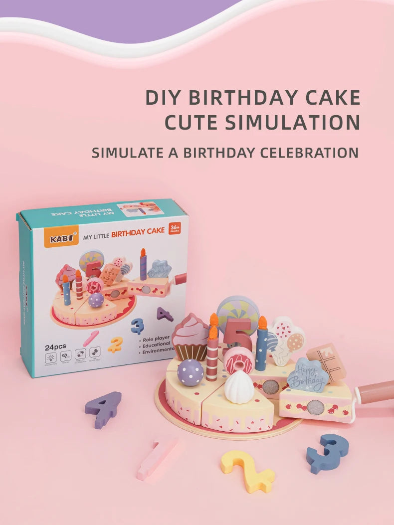 Wooden Kitchen Toys Pretend Toys Cutting Cake Play Set Food Kids Toys Montessori Tea Party Learning Educational Toys For Gifts