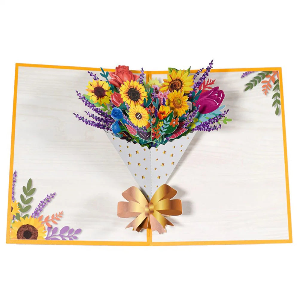 Exquisite 3D Pop Up Peach Blossom Tree Greeting Card Birthday Gifts Rose Flowers Cake Postcard For Children To Blessing Teacher