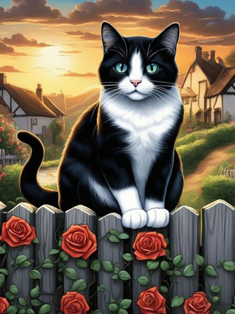 New Cow Cat 5D DIY Diamond Painting Kit Black and White Cats Portrait Diamond Embroidery Mosaic Carft Rhinestone Gift Home Decor