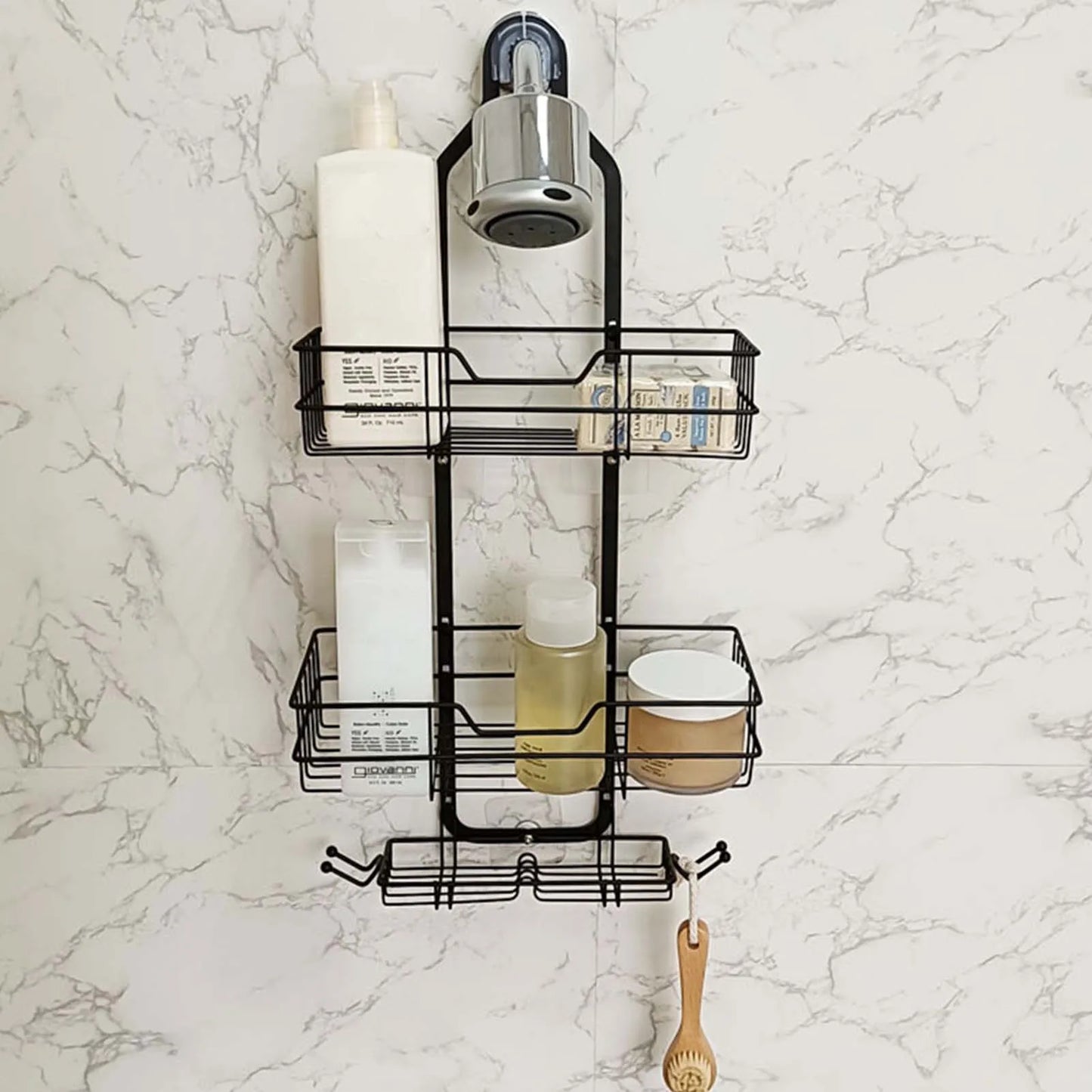 3-Tier Household Shower Shelves for Hanging Caddy Drilling Bathroom Storage No Drilling Rustproof Living Room Kitchen Organizer