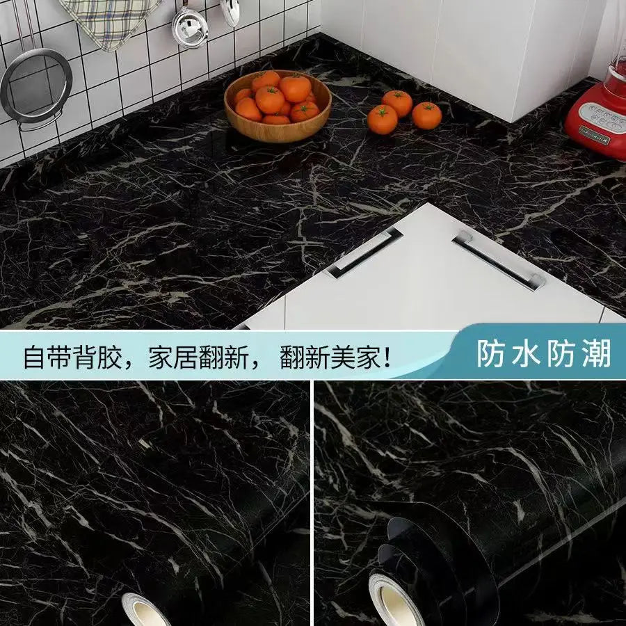 PVC Thickened Waterproof And Oil-proof Marble Wallpaper Self-adhesive Sticker Bathroom Cabinet Cooktop Desktop Decorative Film