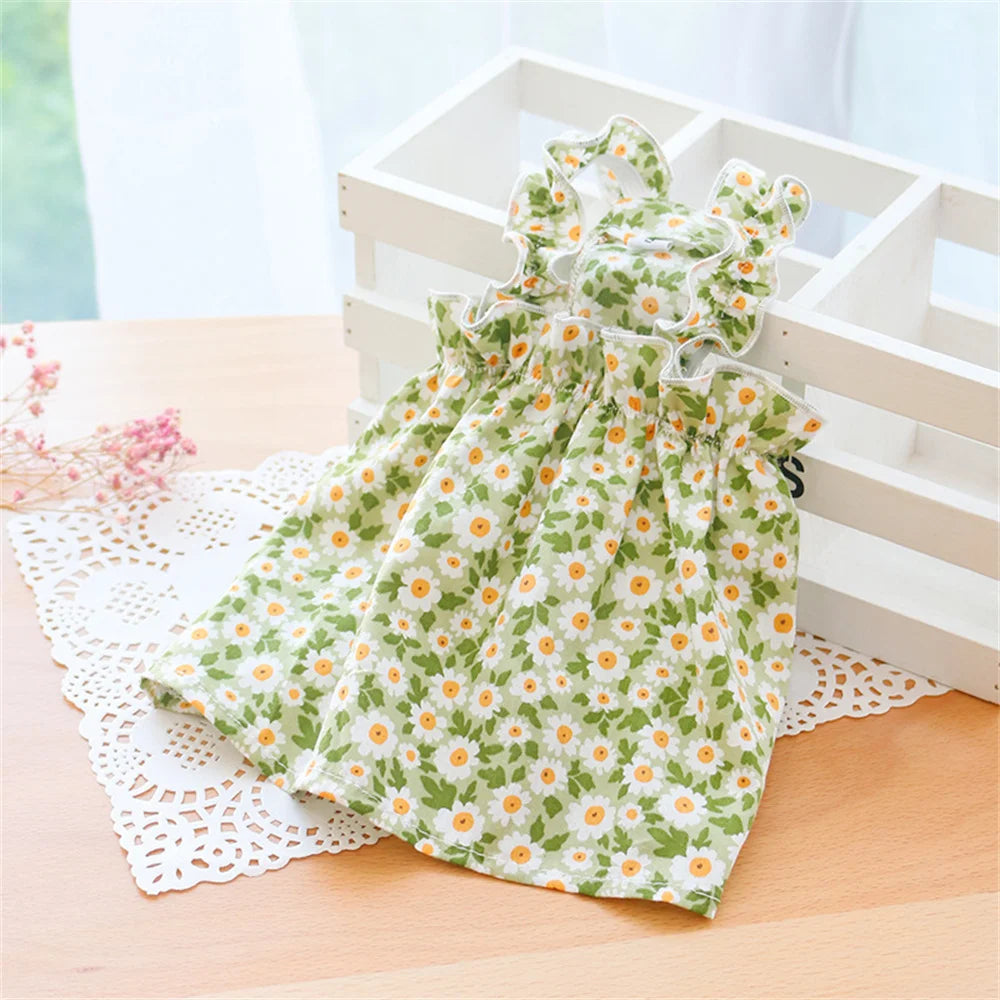 Summer Green Sphynx Cat Suspender Skirt Love Flower Pet Princess Dresses for Cats Gotas Katten Kedi Dog Dress mascotas Clothes