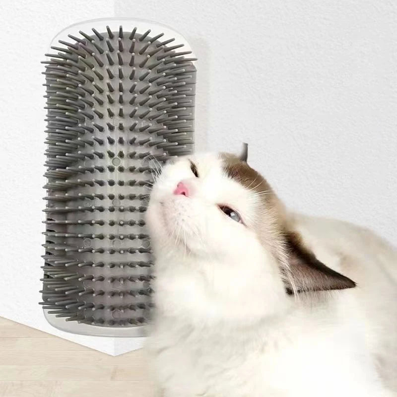 Cat Wall Brush & Self-Groomer – Corner Scratcher Comb with Catnip for Massage and Play