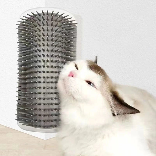 Cat Wall Brush & Self-Groomer – Corner Scratcher Comb with Catnip for Massage and Play