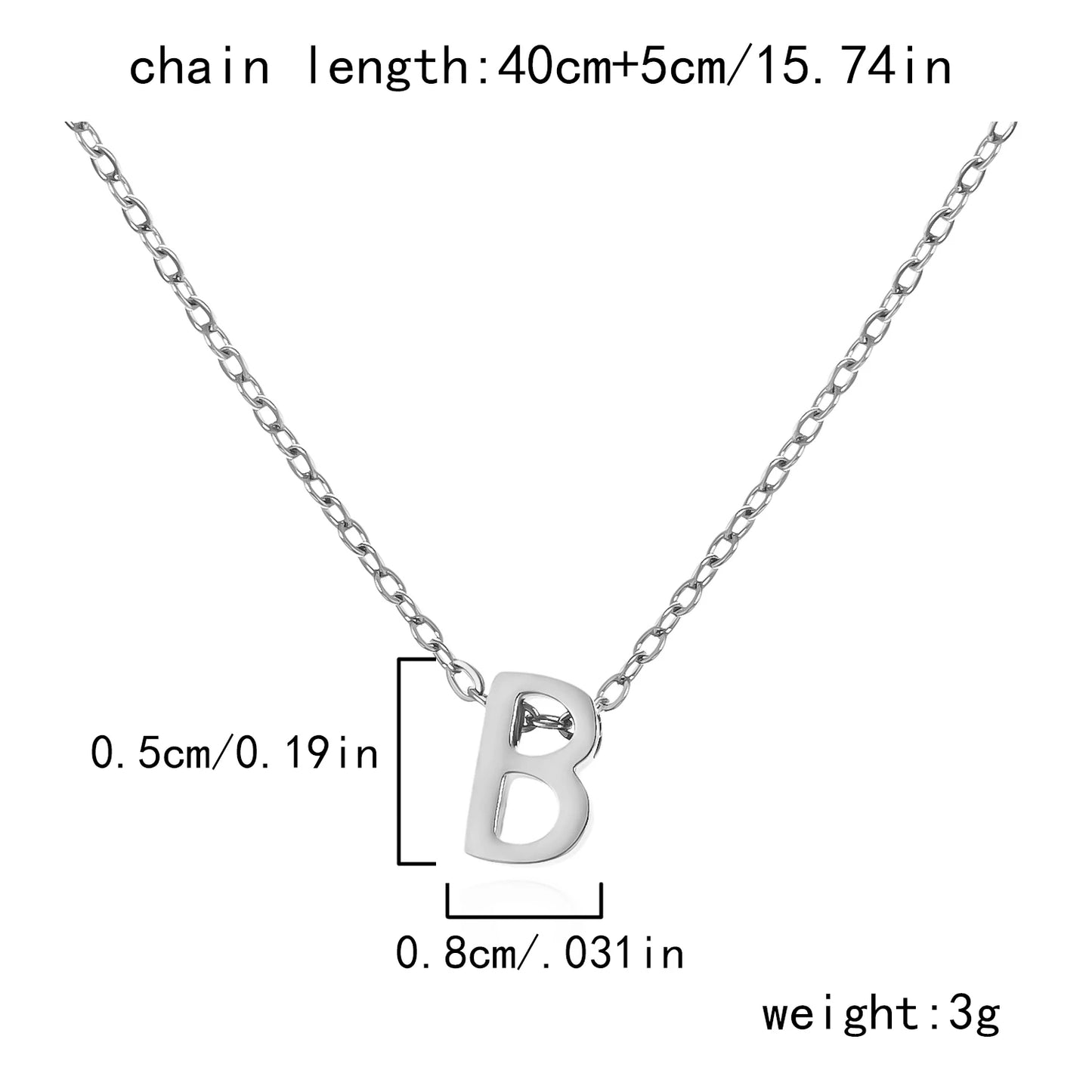 Silver Color Tiny A-Z Initial Letter Necklace for Women Stainless Steel 26 Alphabet Name Pendant Necklaces Jewelry Birthday Gift