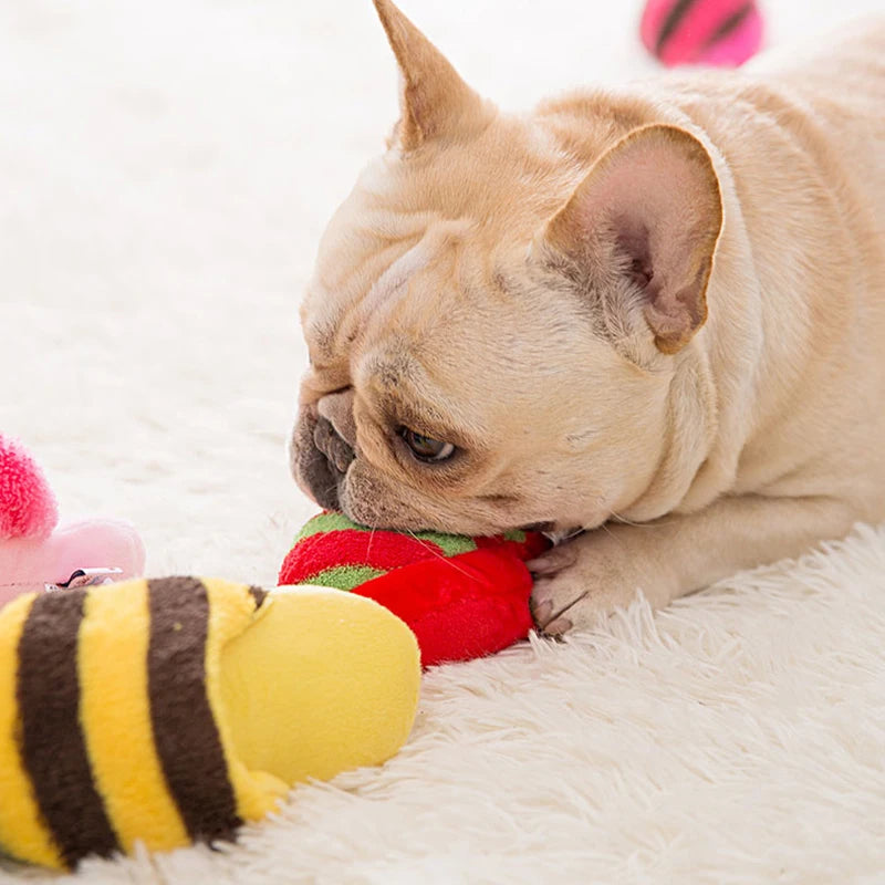 Puppy Chew Toy with Squeaker – Funny Plush Slipper for Small Dogs, Teeth-Cleaning Toy for French Bulldogs & Shiba Inus