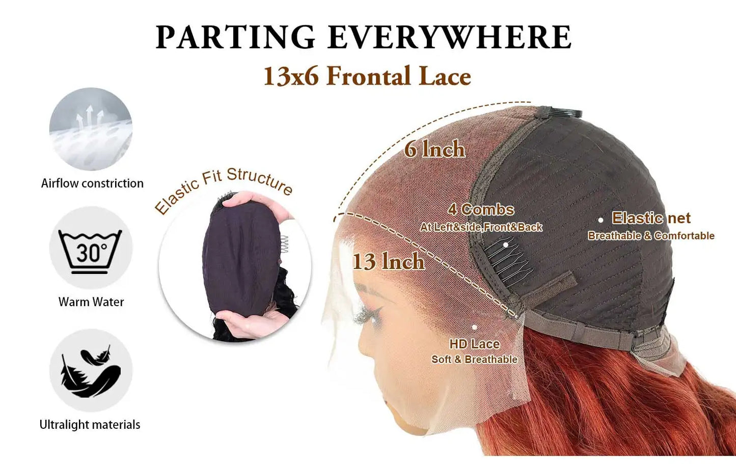 250 Density Reddish Brown 13x6 HD Lace Frontal Wig 30 36 40 Inch Colored 13x4 Body Wave Colored Lace Front Remy Human Hair Wig