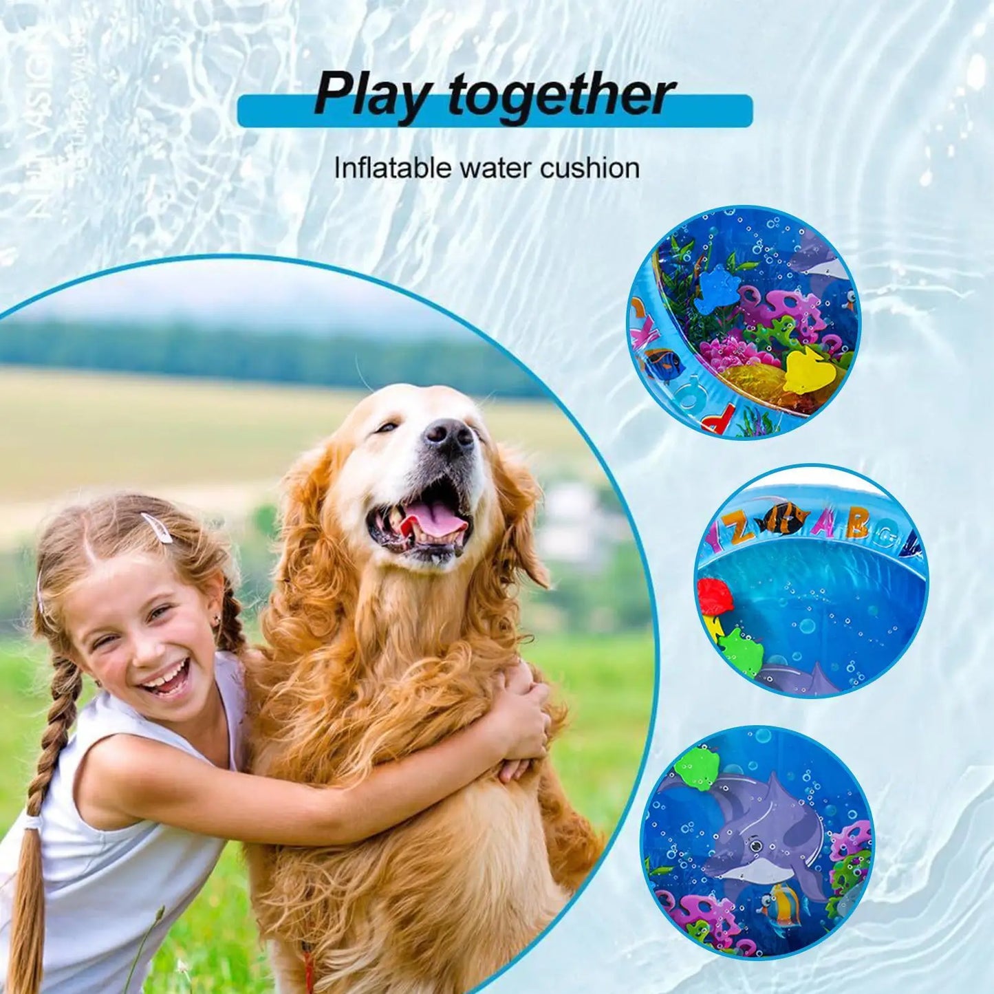 Water Sensory Play Mat Thickened Inflatable Water Mat For Cat And Dog Pet Playmat With Fish Sea Ocean Theme Sensory Toy Water