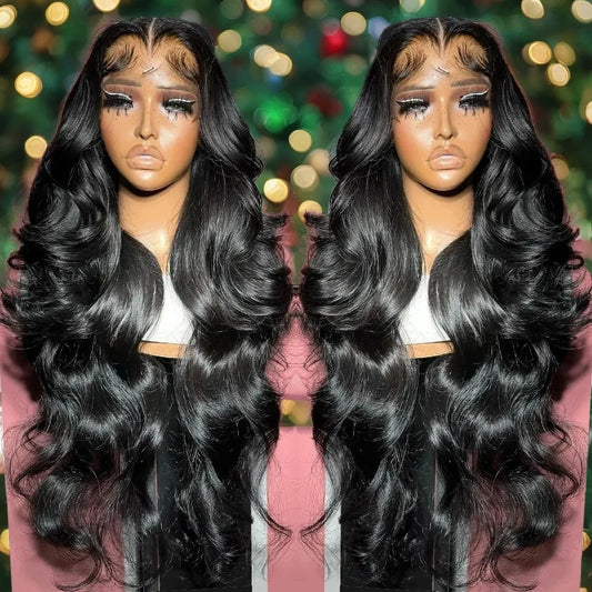 Body Wave Wigs Human Hair 13x4 HD Transparent Lace Frontal Wig 200 Density Water Wave Pre Plucked Brazilian 100% Real For Women