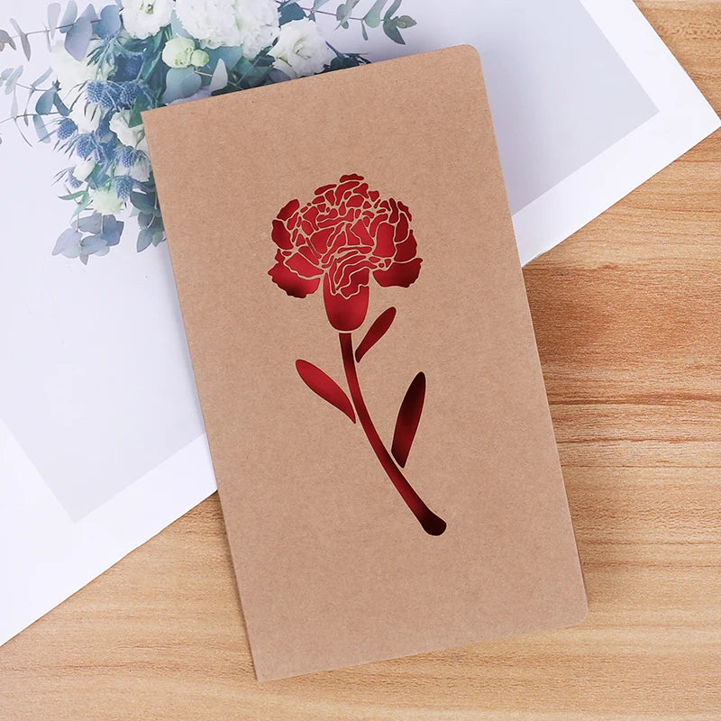 Valentines Day Mothers Day Greeting Card with Envelope Hollow Heart Flowers Gift Card Birthday Party Supplies Wedding Invitation