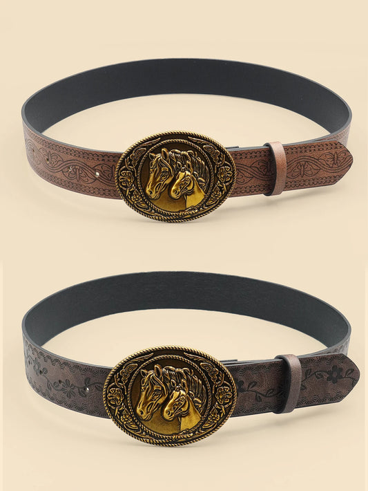 Western Denim Retro Belt, Fashionable Casual Women's Belt, Retro Printed Belt, Classic Decorative Belt, Daily Commuting College