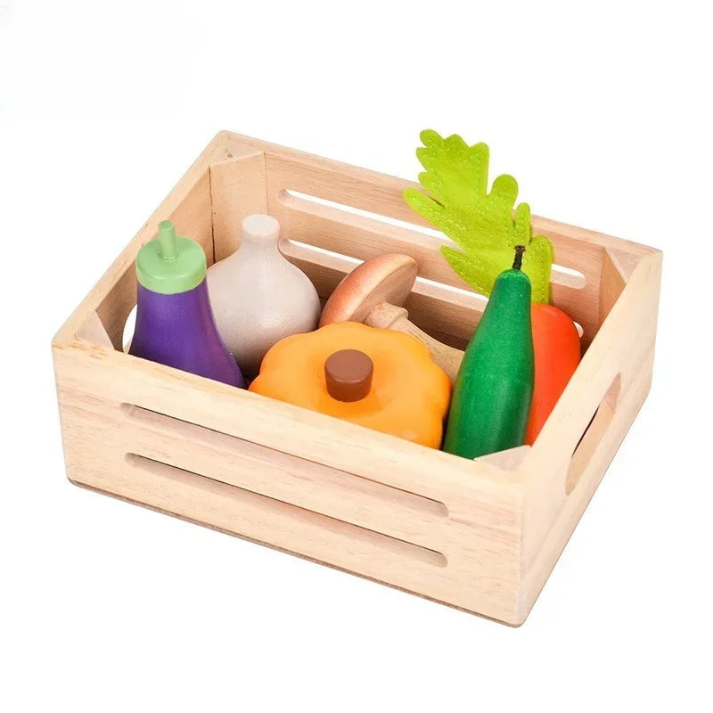 Wooden Simulation Kitchen Toy Montessori Pretend Play House Series Cut Fruit Desserts Children Cut Vegetables Educational Toys