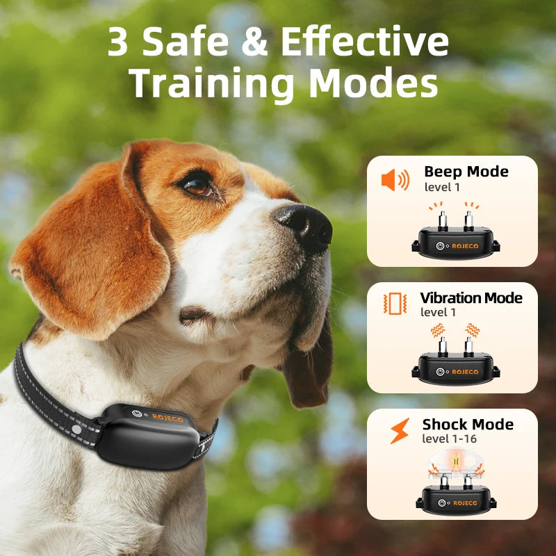 ROJECO Electric Dog Training Collar – Digital Rechargeable Remote with Bark Control, Waterproof, for Dogs