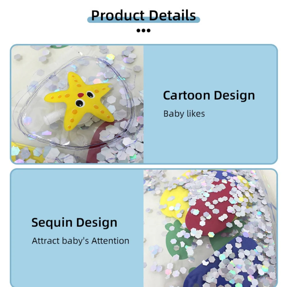 Water-Filled Crawling Mat with Snap-On Feature Instant Response Pad for Babies Developmental Play Mat with Sound Effect