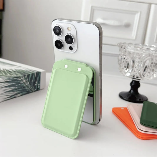 Luxury Magnetic Card Holder For iPhone 16 15 14 13 12 Pro Max Flip Make-up Mirror Silicone Bank ID Card Wallet Case