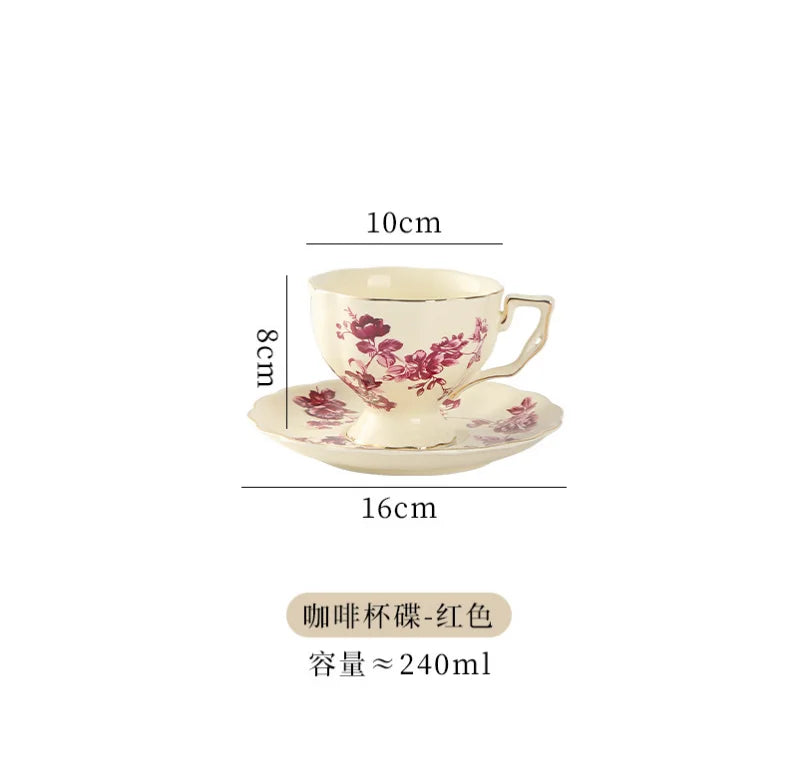 European Retro Coffee Cup & Saucer Set
