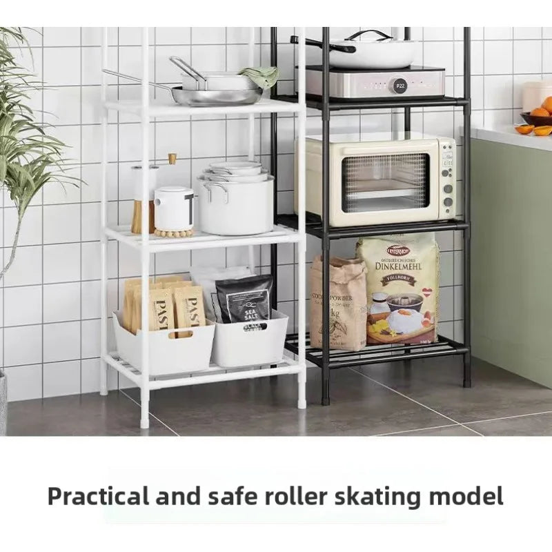 Kitchen Storage Rack Multilayer No Drill Rolling Shelf for Pots Microwave Oven Vegetables Organiser