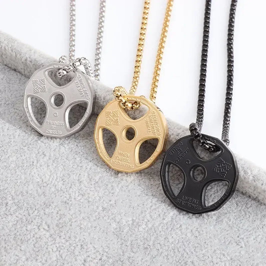 Titanium Steel Dumbbell Necklace