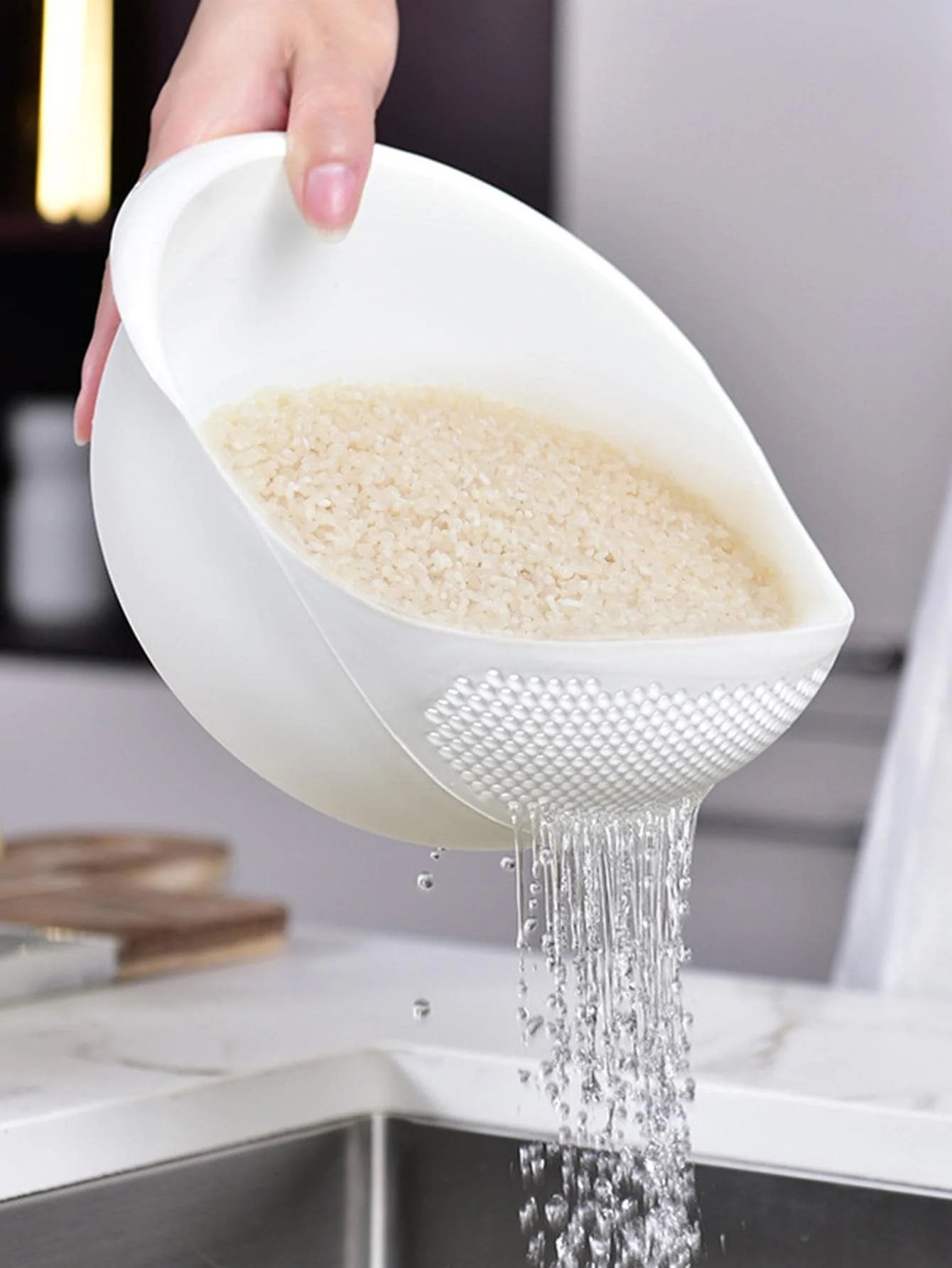 1PC Colander Rice Bowl Drain Basket Fruit Bowl Washing Drain Basket with Handle Washing Basket Home Kitchen Organizer