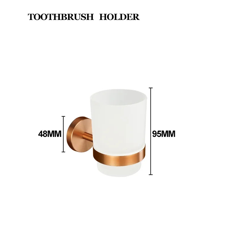 Brushed Rose Gold Towel Rack Single And Double Rod Ring Paper Holder Robe Hook Soap Dispenser Toilet Brush Bathroom Accessories