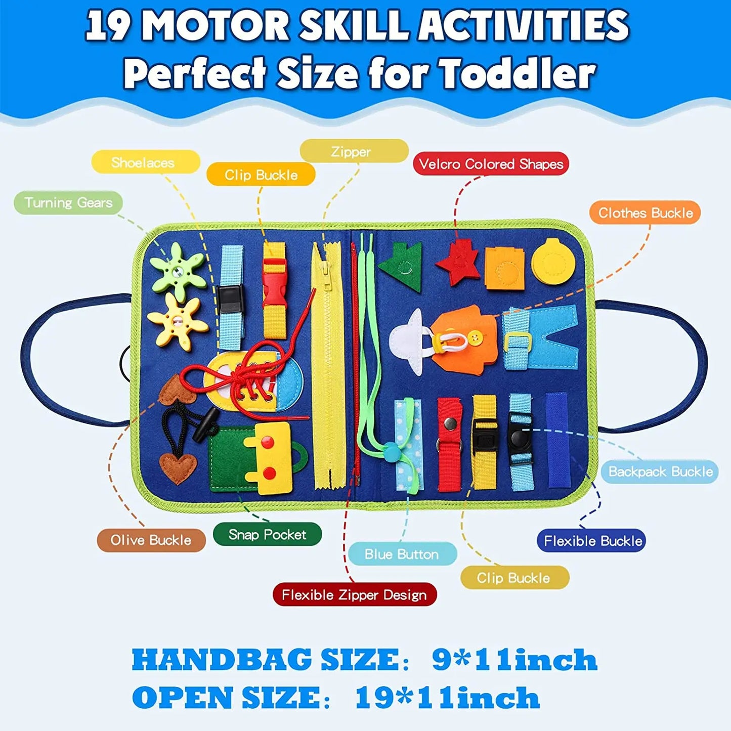 Busy Board Montessori Toys For Toddler Sensory Learning Fine Motor Skills Toys EducationalTravel Activity For Xmas Kids Gifts