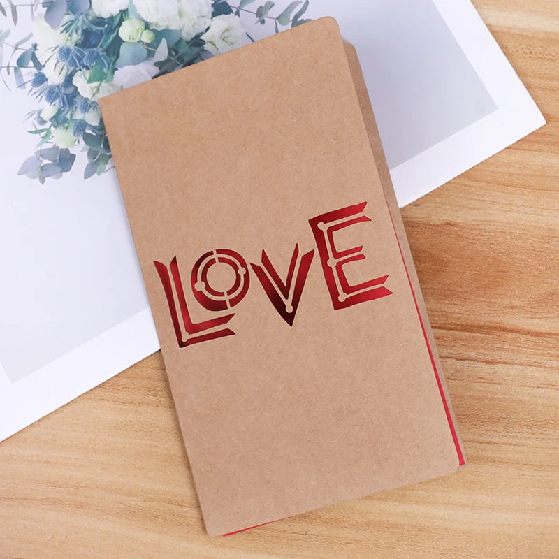 Valentines Day Mothers Day Greeting Card with Envelope Hollow Heart Flowers Gift Card Birthday Party Supplies Wedding Invitation