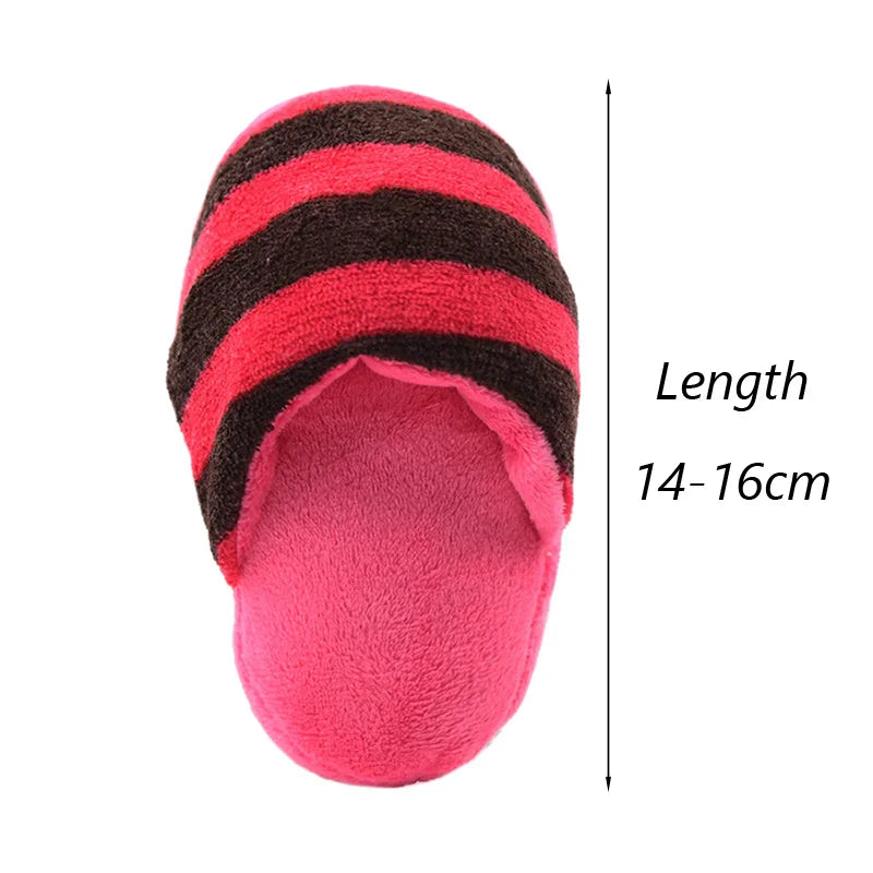 Puppy Chew Toy with Squeaker – Funny Plush Slipper for Small Dogs, Teeth-Cleaning Toy for French Bulldogs & Shiba Inus