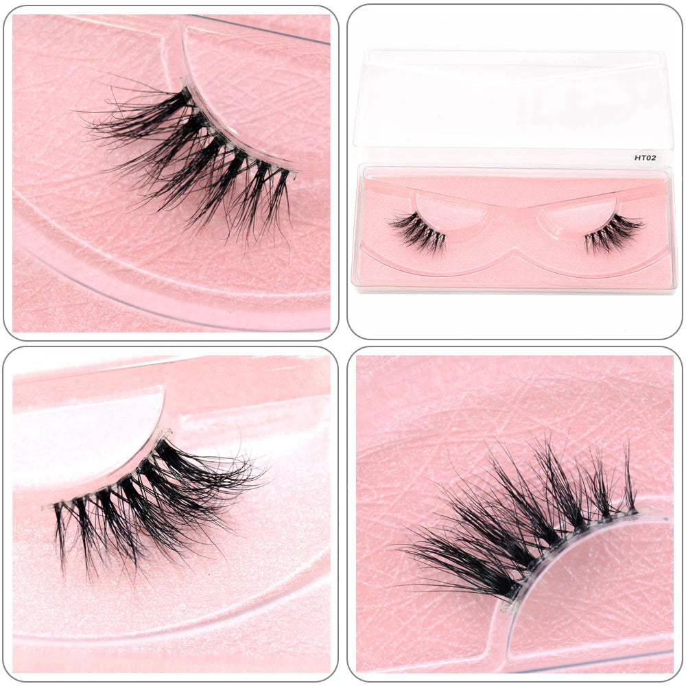 Visofree 3D Mink Half Lashes – Natural Long False Eyelashes with Clear Band, Handmade HT04