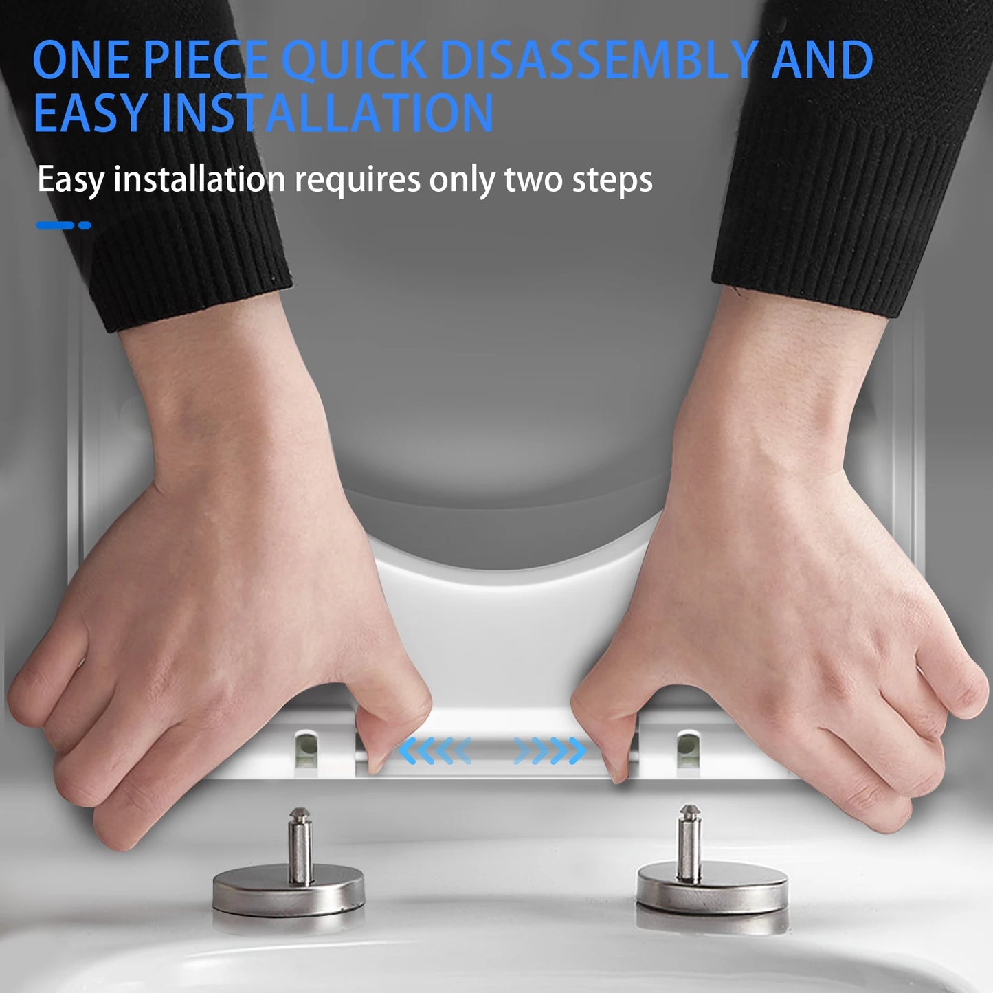 D-Type Toilet Seat Soft Closing Anti-Bacterial Hygienic - Removable Toilet Lid with 360° Rotation Hinge, Easy Install & Cleaning