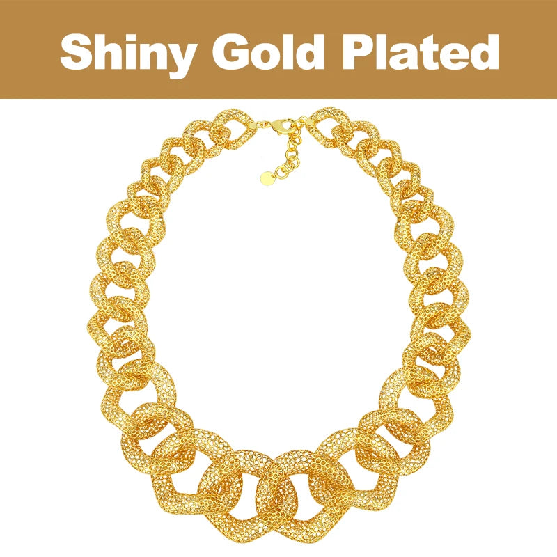IVOG Multi ring Hollow Chain Design Necklace For Women Gold Color Necklaces Brass Collar Fashion Jewelry