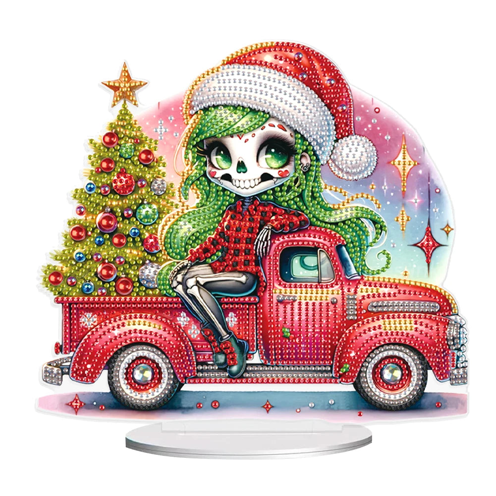 Halloween Special Shape Skull Witch Table Top Diamond Painting Ornament Kits Rhinestones Desktop Ornaments for Home Office Decor