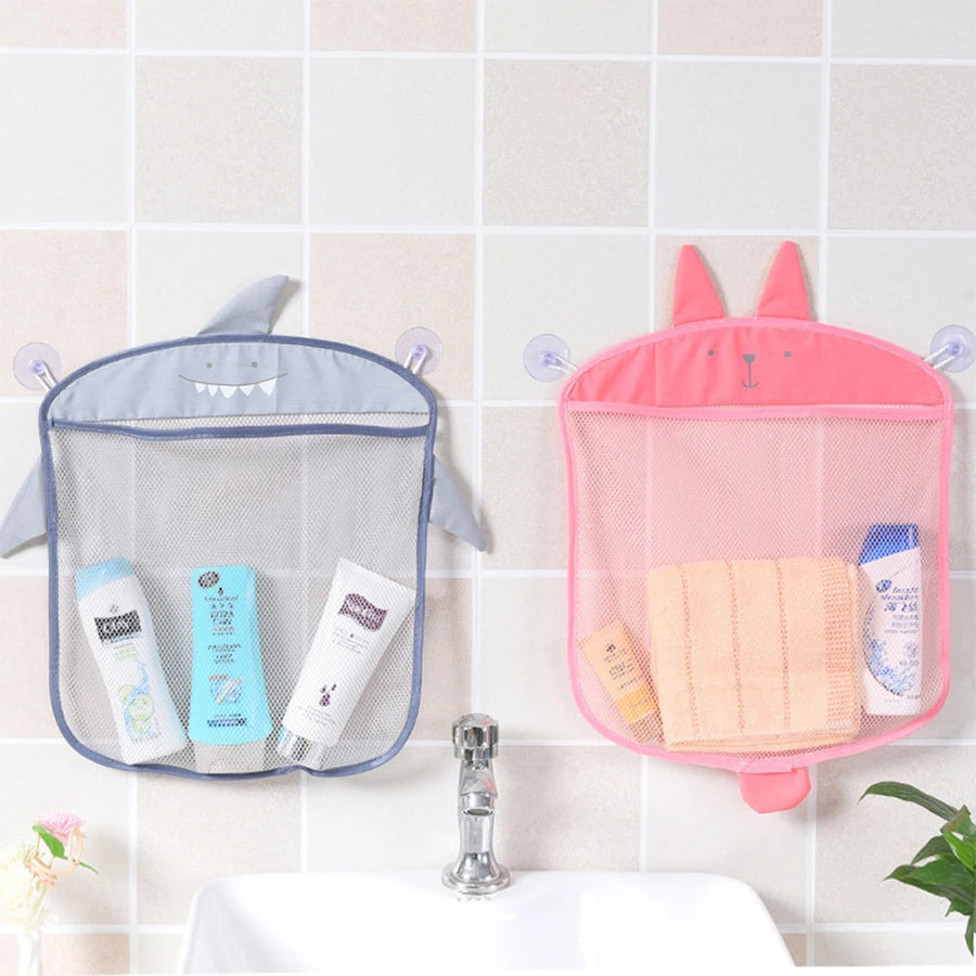 Baby Shower Toy Bathroom Mesh Bag Sucker Design For Bath Toys Kids Basket Cartoon Animal Shapes Cloth Sand Toys Storage Net Bag
