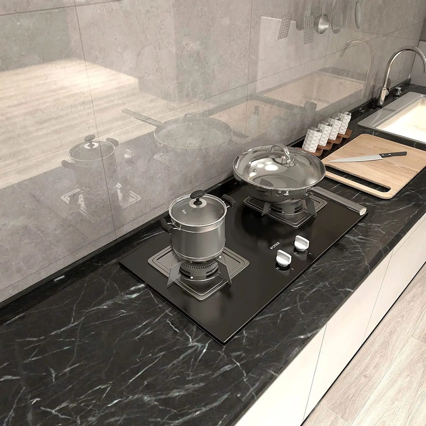 PVC Thickened Waterproof And Oil-proof Marble Wallpaper Self-adhesive Sticker Bathroom Cabinet Cooktop Desktop Decorative Film