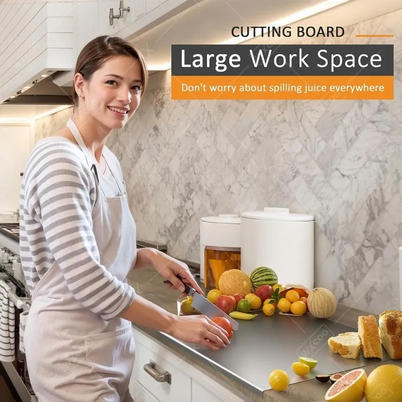 304 Stainless Steel Cutting Board Food Grade Chopping Boards Heavy Duty Kitchen Boards Anti-Slip Mat for Meat Vegetables Bread